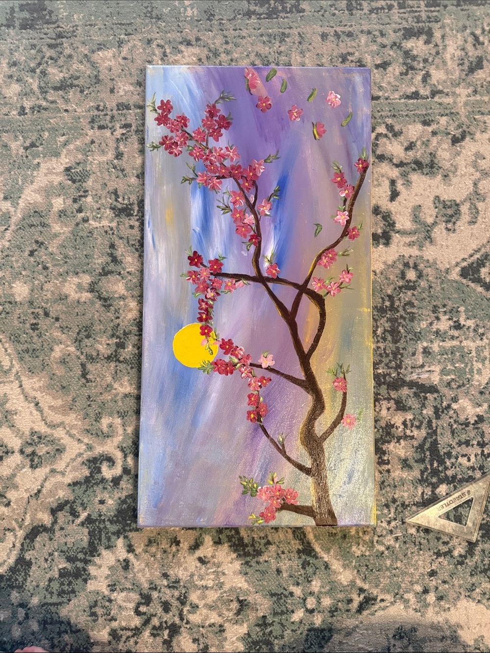 Pink Cherry Blossom Tree During Sunset — original artwork in acrylics